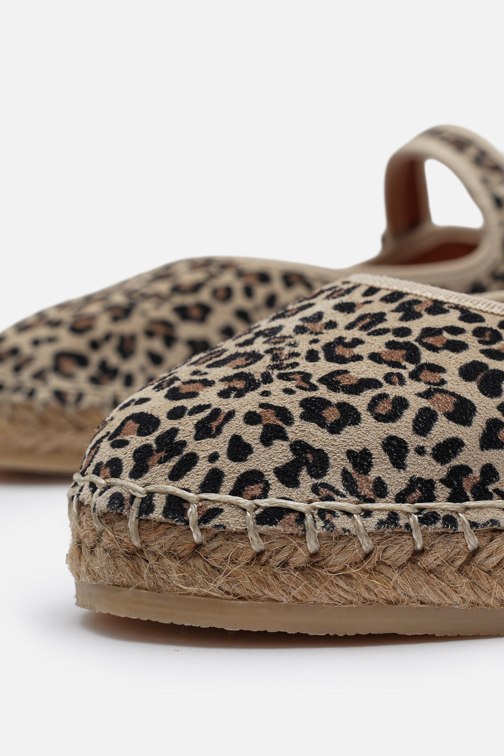 Nobrand Flabelus Mary Jane Hakiki Deri Süet Leopar Desenli Espadril