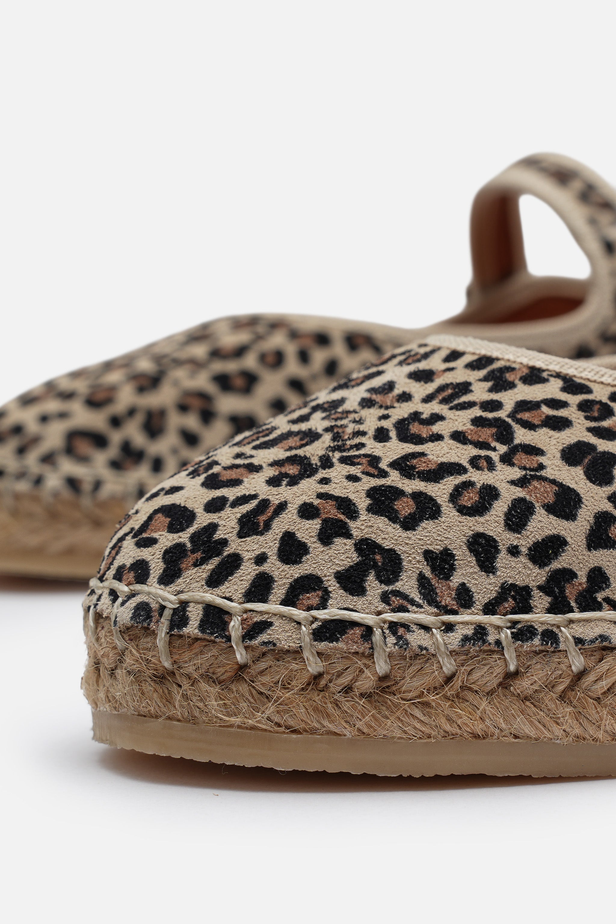 Nobrand Flabelus Mary Jane Hakiki Deri Süet Leopar Desenli Espadril