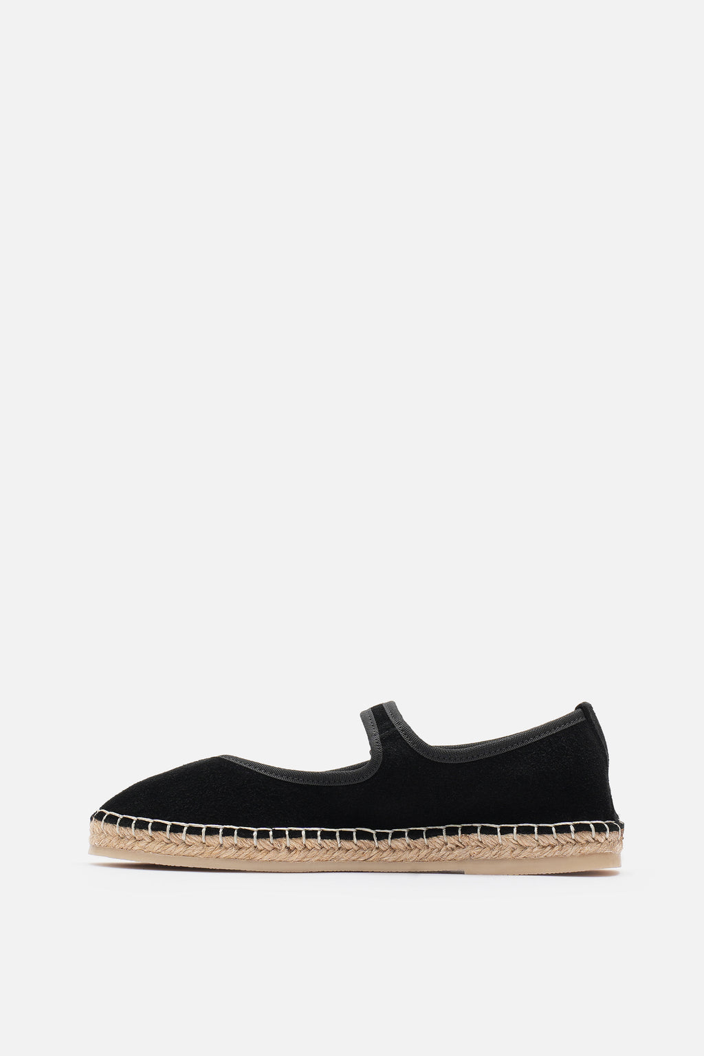 Nobrand Flabelus Mary Jane Hakiki Deri Süet Siyah Espadril