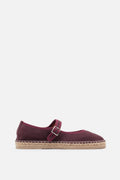 Nobrand Flabelus Mary Jane Hakiki Deri Bordo Süet Espadril