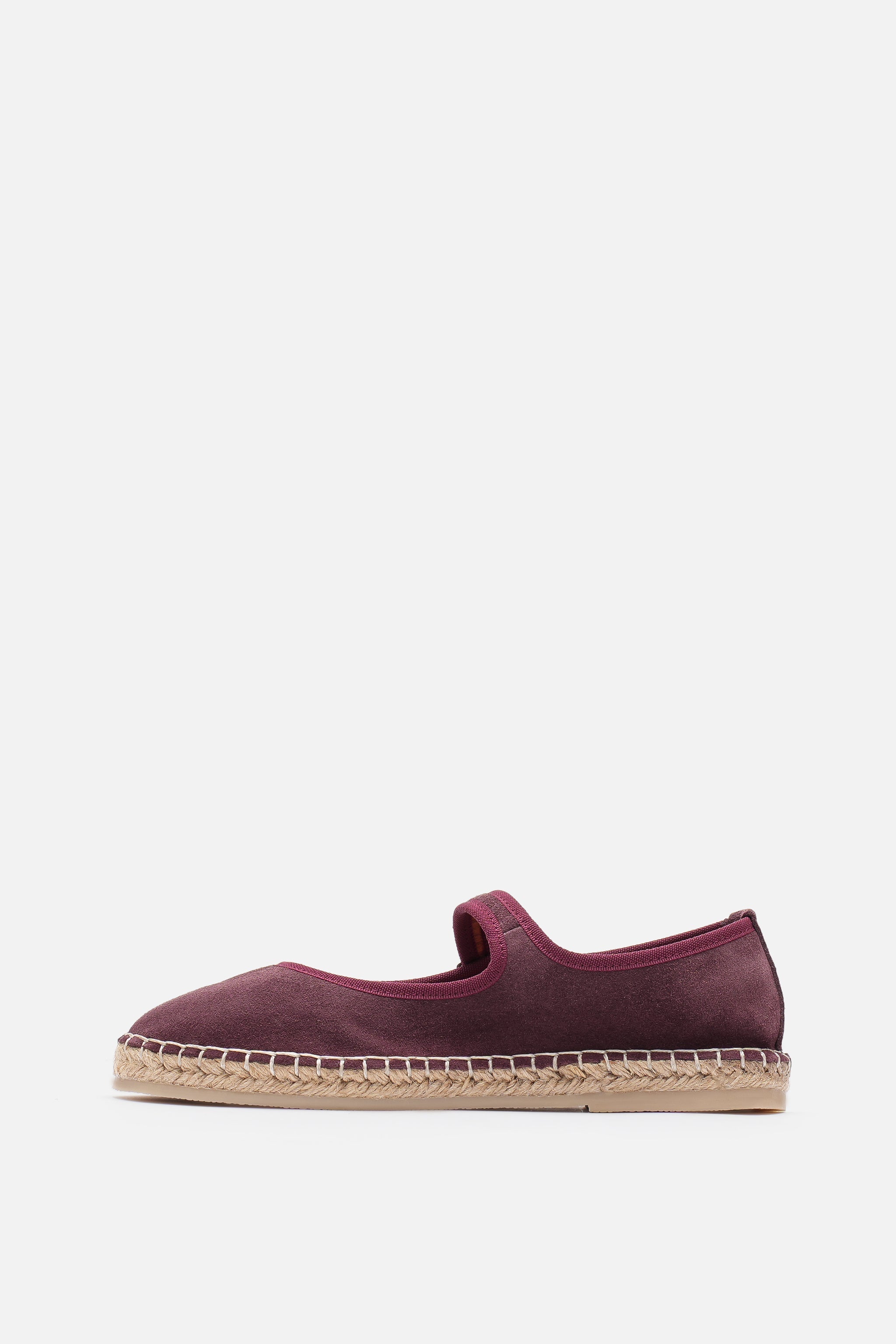 Nobrand Flabelus Mary Jane Hakiki Deri Bordo Süet Espadril