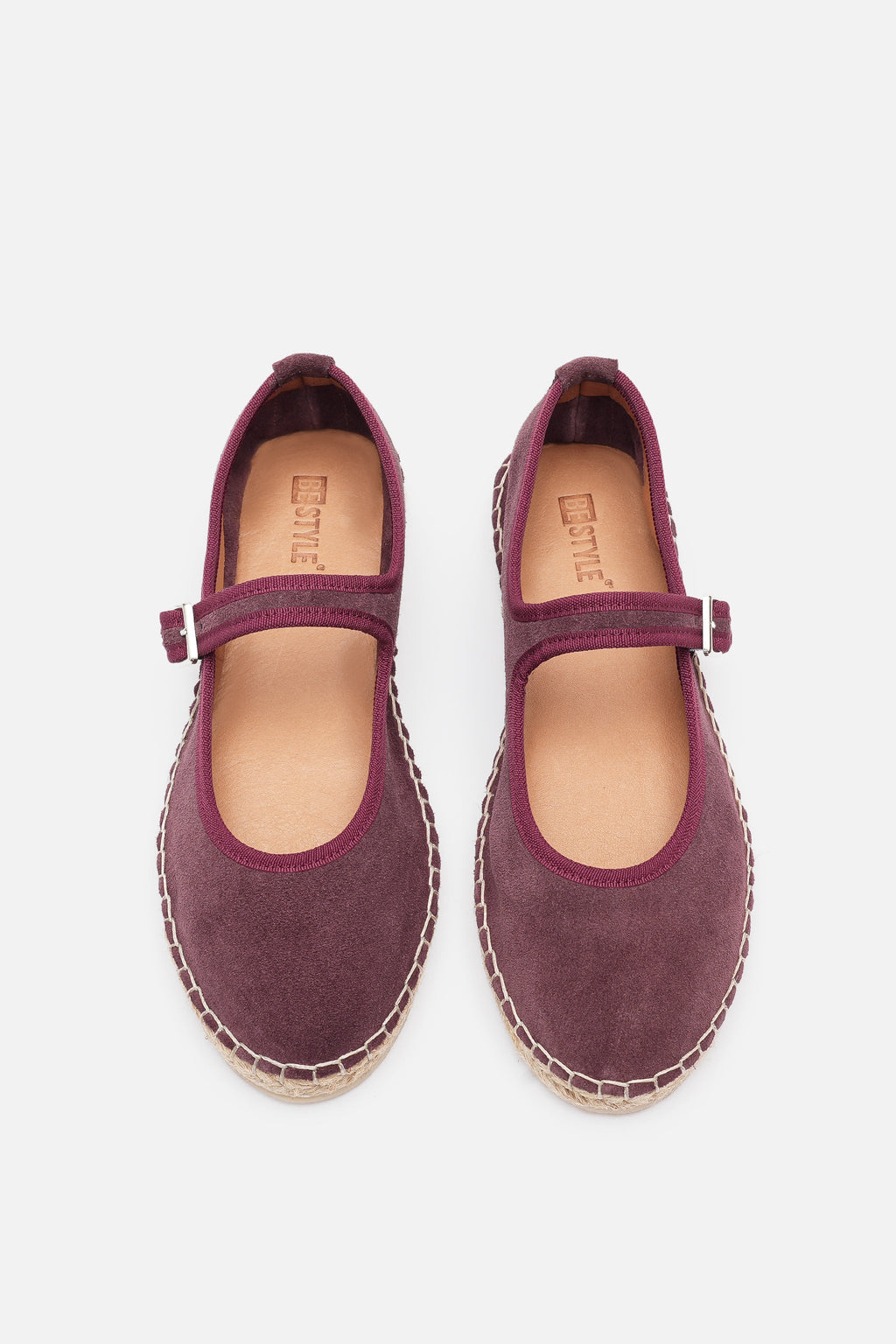 Nobrand Flabelus Mary Jane Hakiki Deri Bordo Süet Espadril