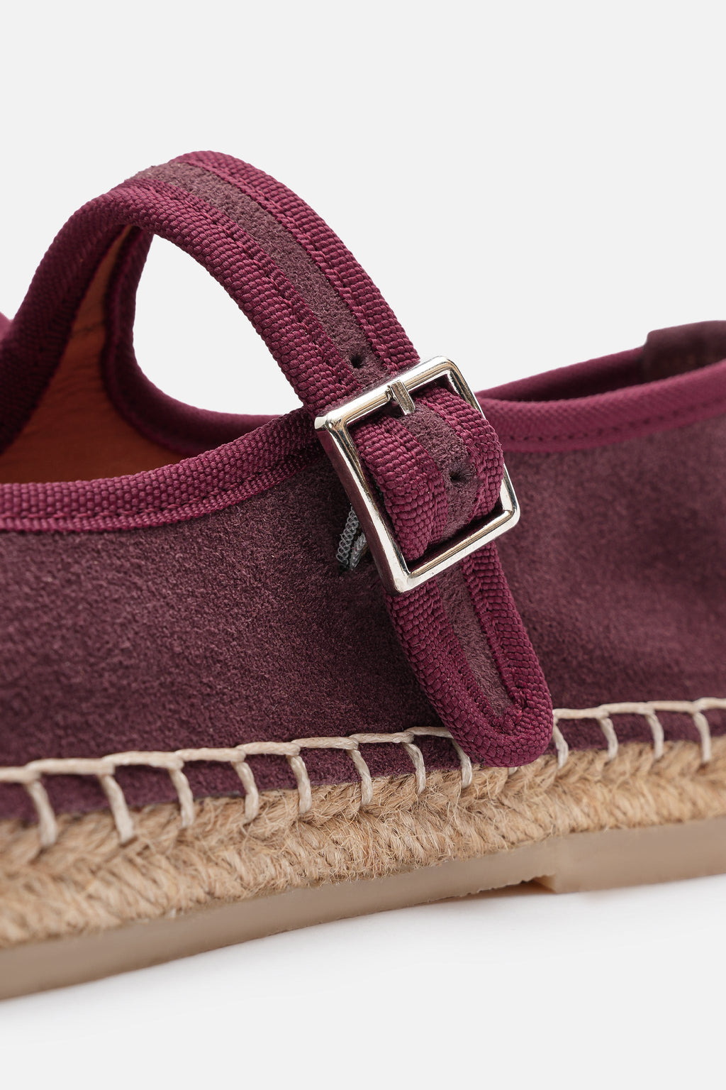 Nobrand Flabelus Mary Jane Hakiki Deri Bordo Süet Espadril