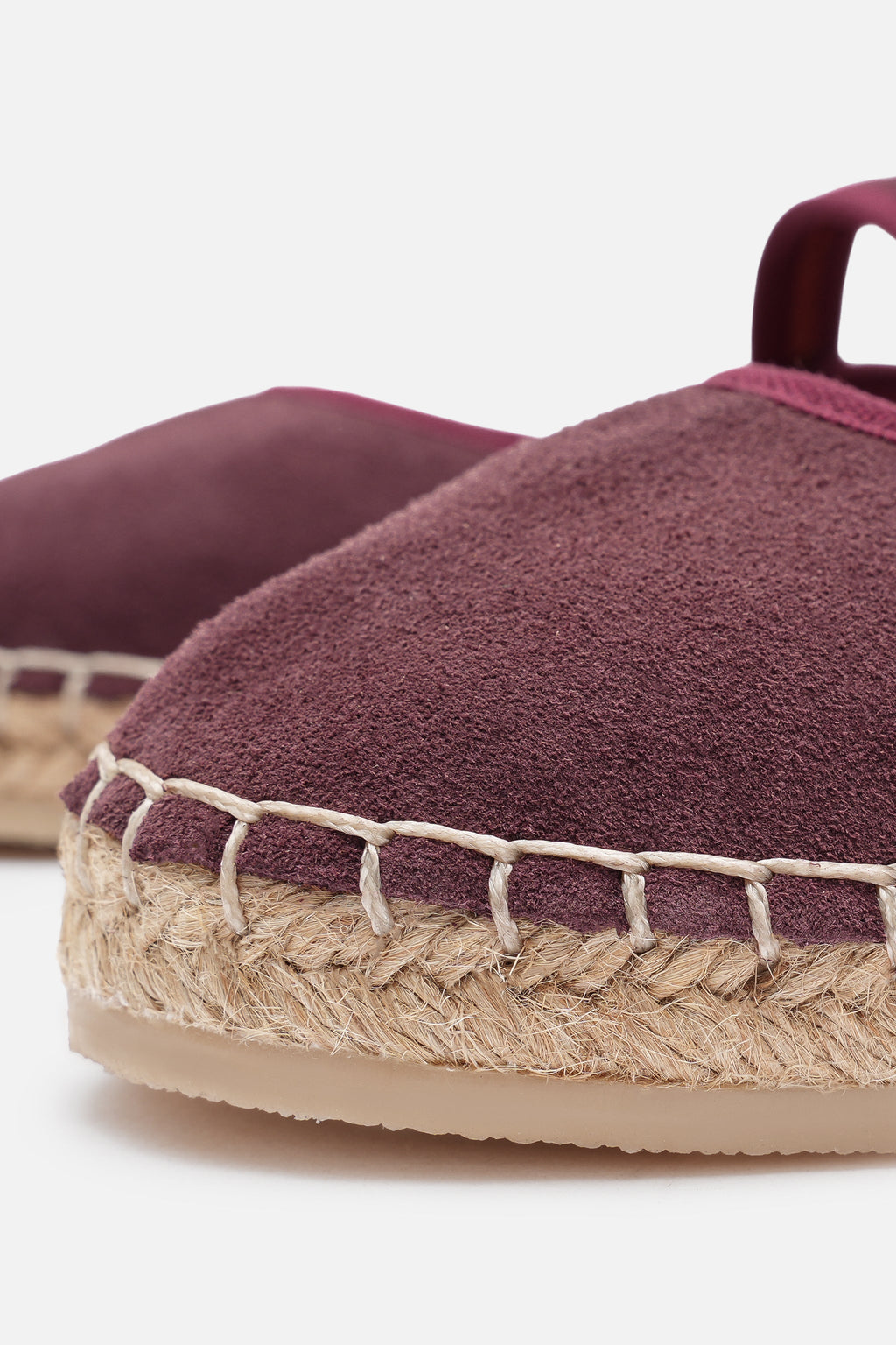 Nobrand Flabelus Mary Jane Hakiki Deri Bordo Süet Espadril