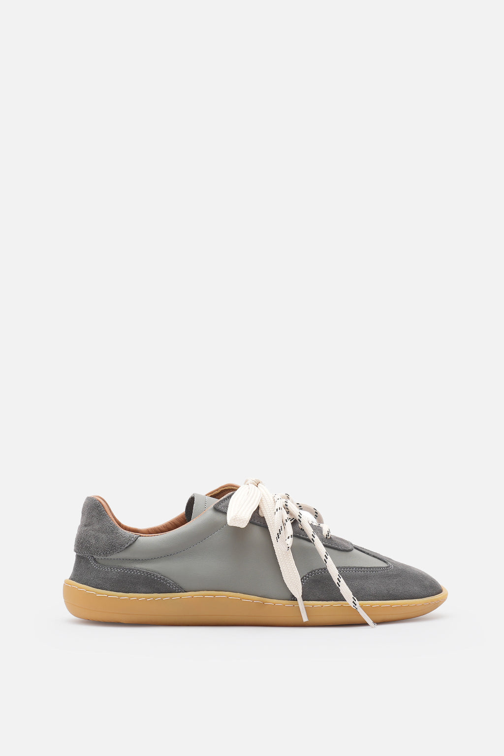 Nobrand Miu Ballerina Barefoot Çift Bağcıklı Hakiki Süet Deri Gri Sneaker