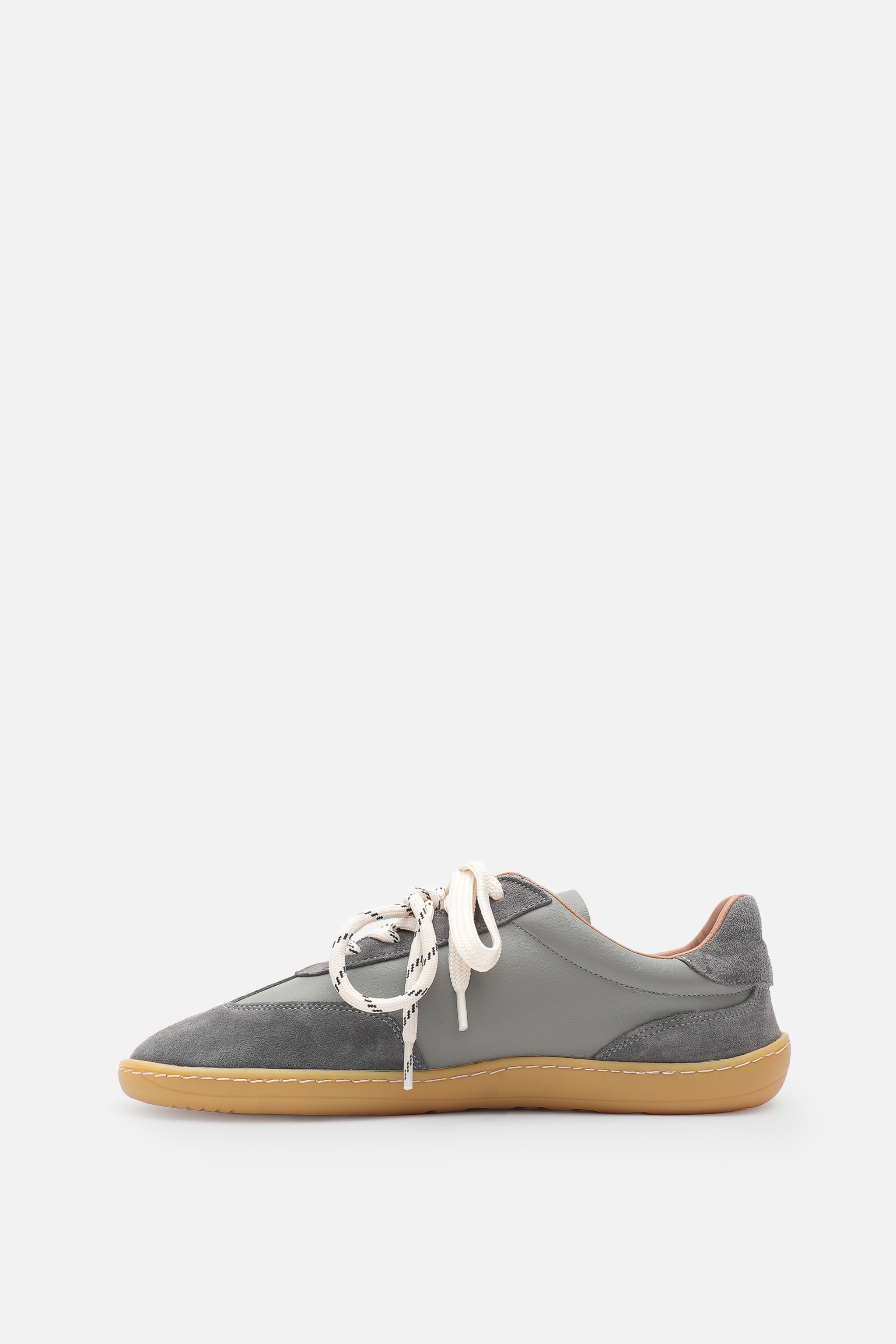 Nobrand Miu Ballerina Barefoot Çift Bağcıklı Hakiki Süet Deri Gri Sneaker