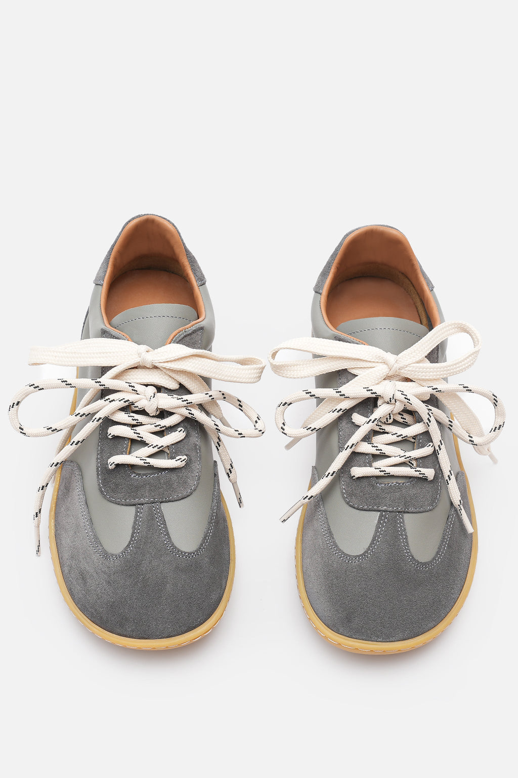 Nobrand Miu Ballerina Barefoot Çift Bağcıklı Hakiki Süet Deri Gri Sneaker