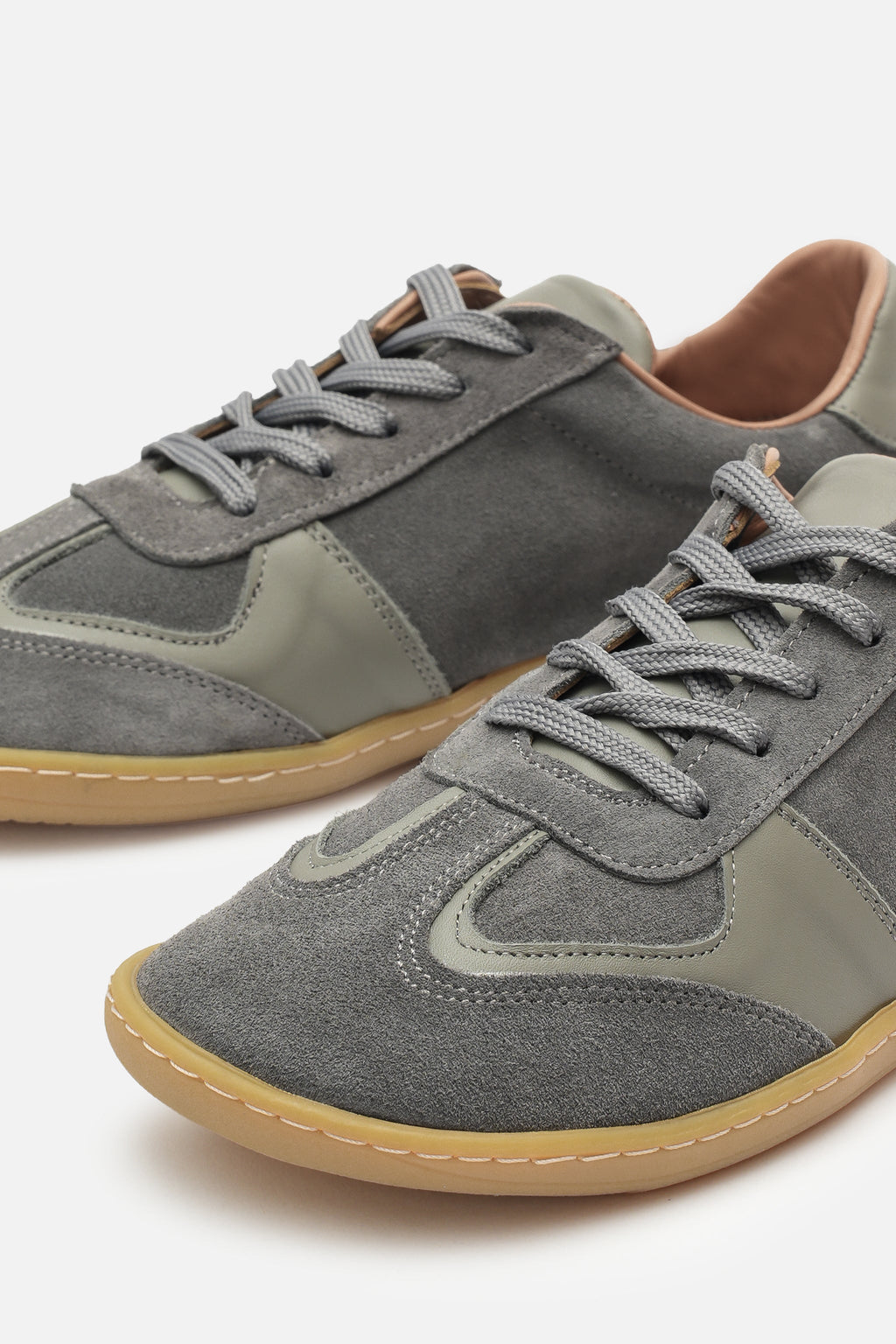 Nobrand Miu Move Barefoot Bağcıklı Hakiki Deri Gri Sneaker