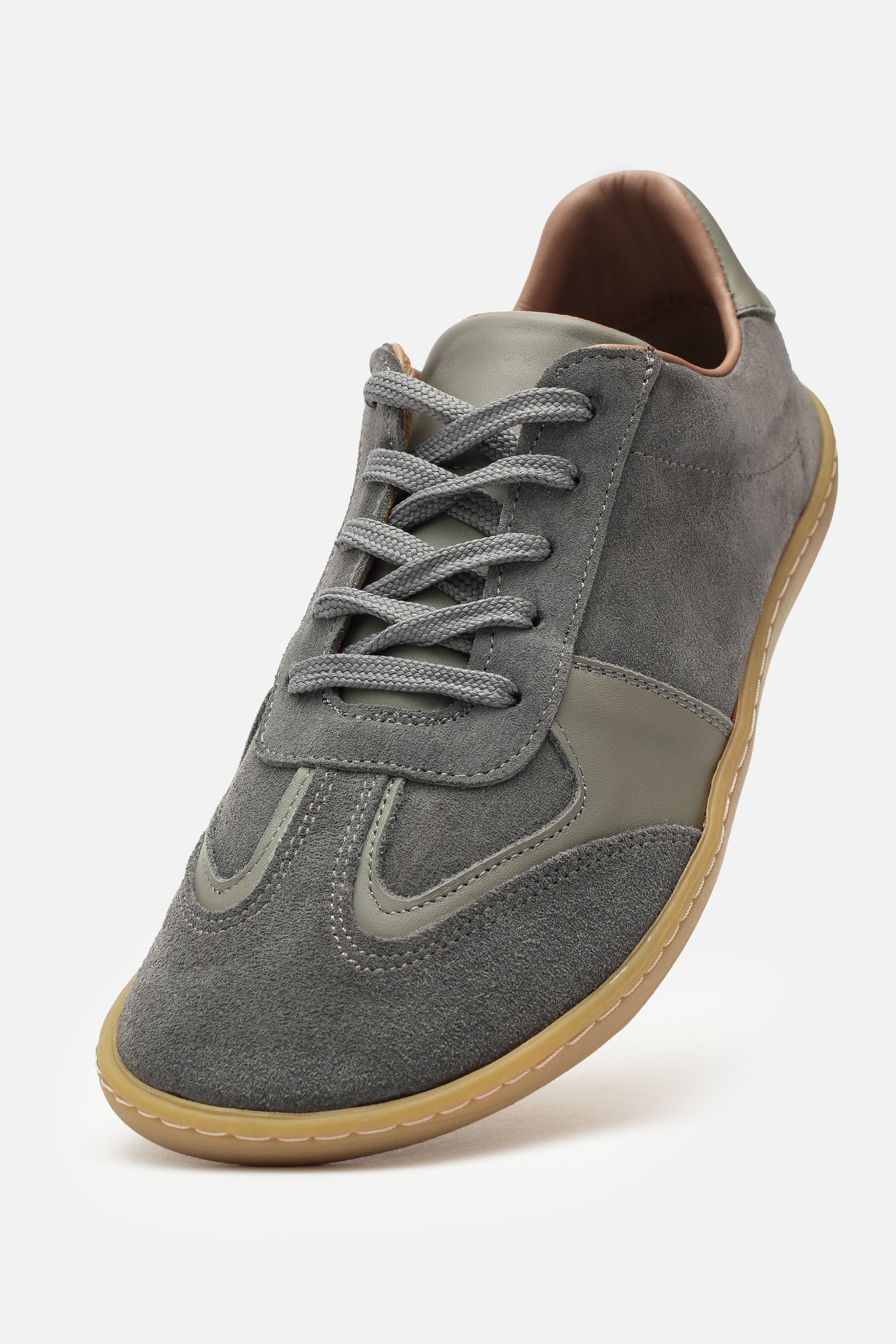 Nobrand Miu Move Barefoot Bağcıklı Hakiki Deri Gri Sneaker