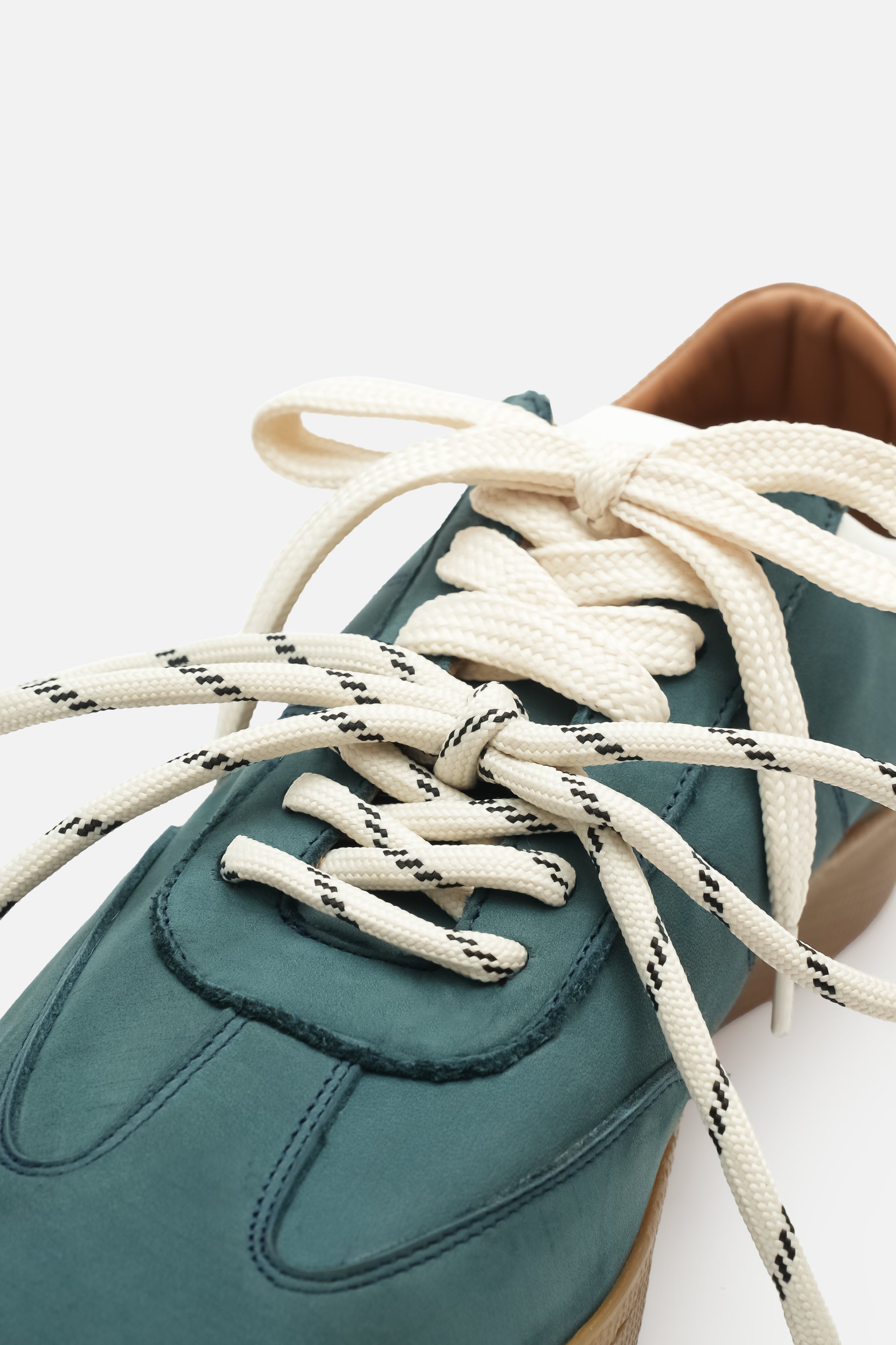 Nobrand Miu Court Hakiki Deri Petrol Yeşili Sneaker