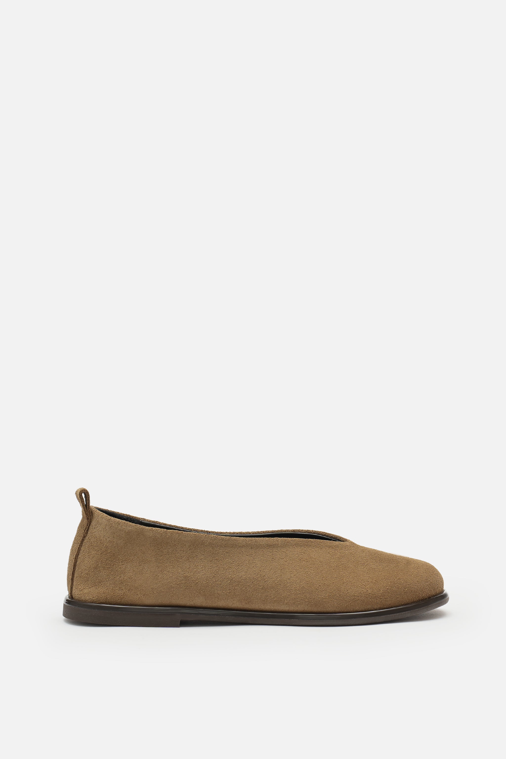 Nobrand Soft Ballet Hakiki Süet Deri Koyu Bej Babet