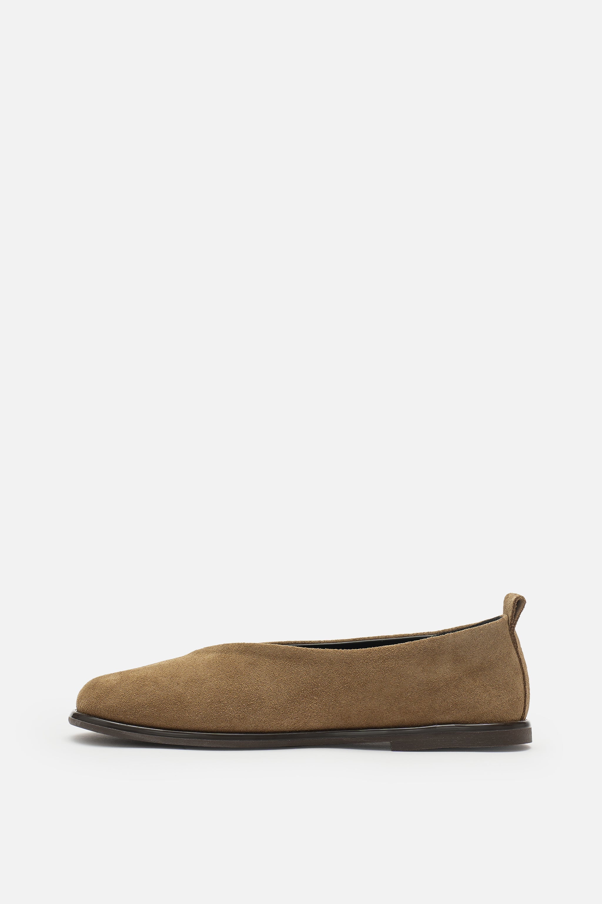 Nobrand Soft Ballet Hakiki Süet Deri Koyu Bej Babet