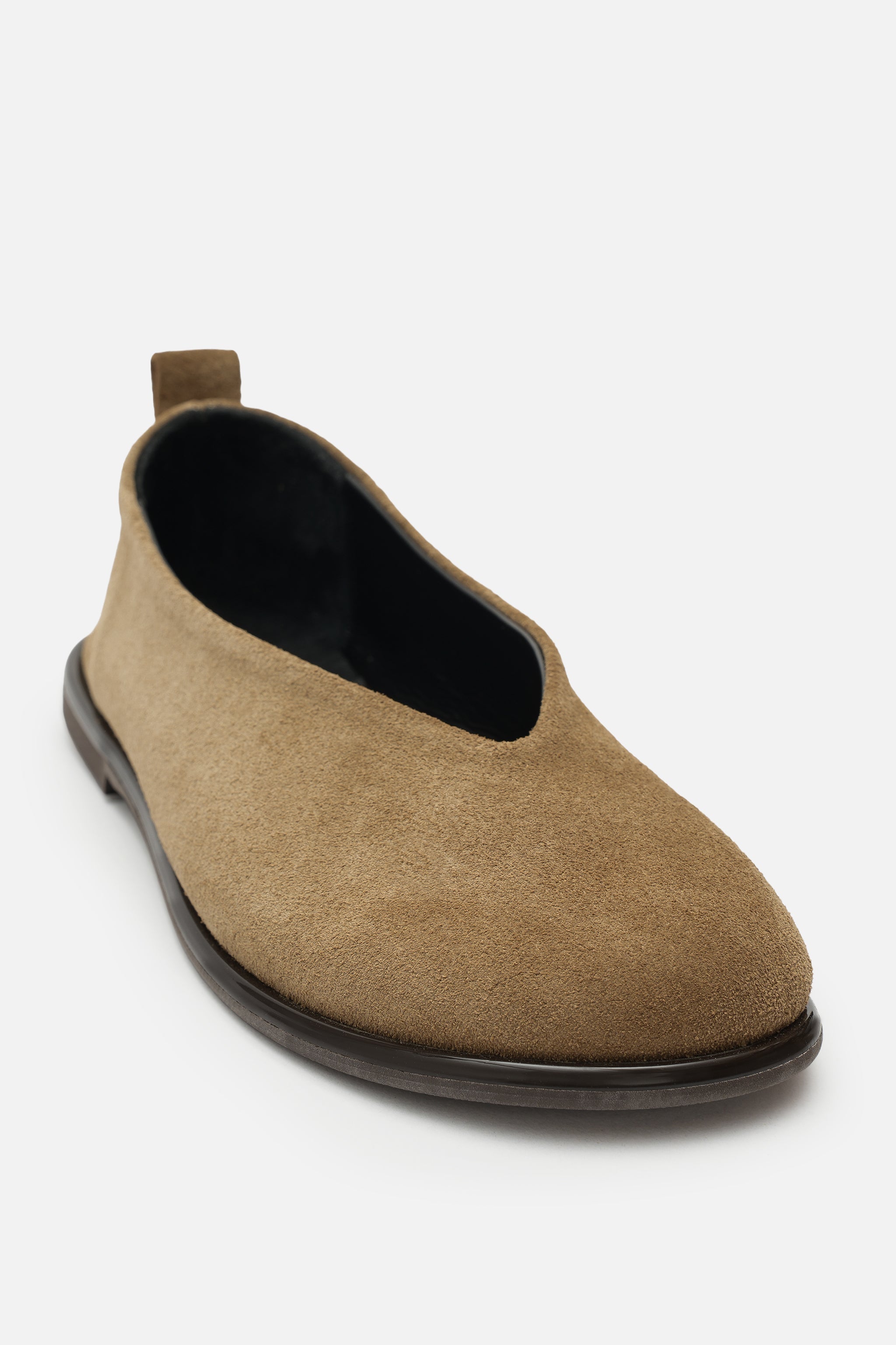 Nobrand Soft Ballet Hakiki Süet Deri Koyu Bej Babet
