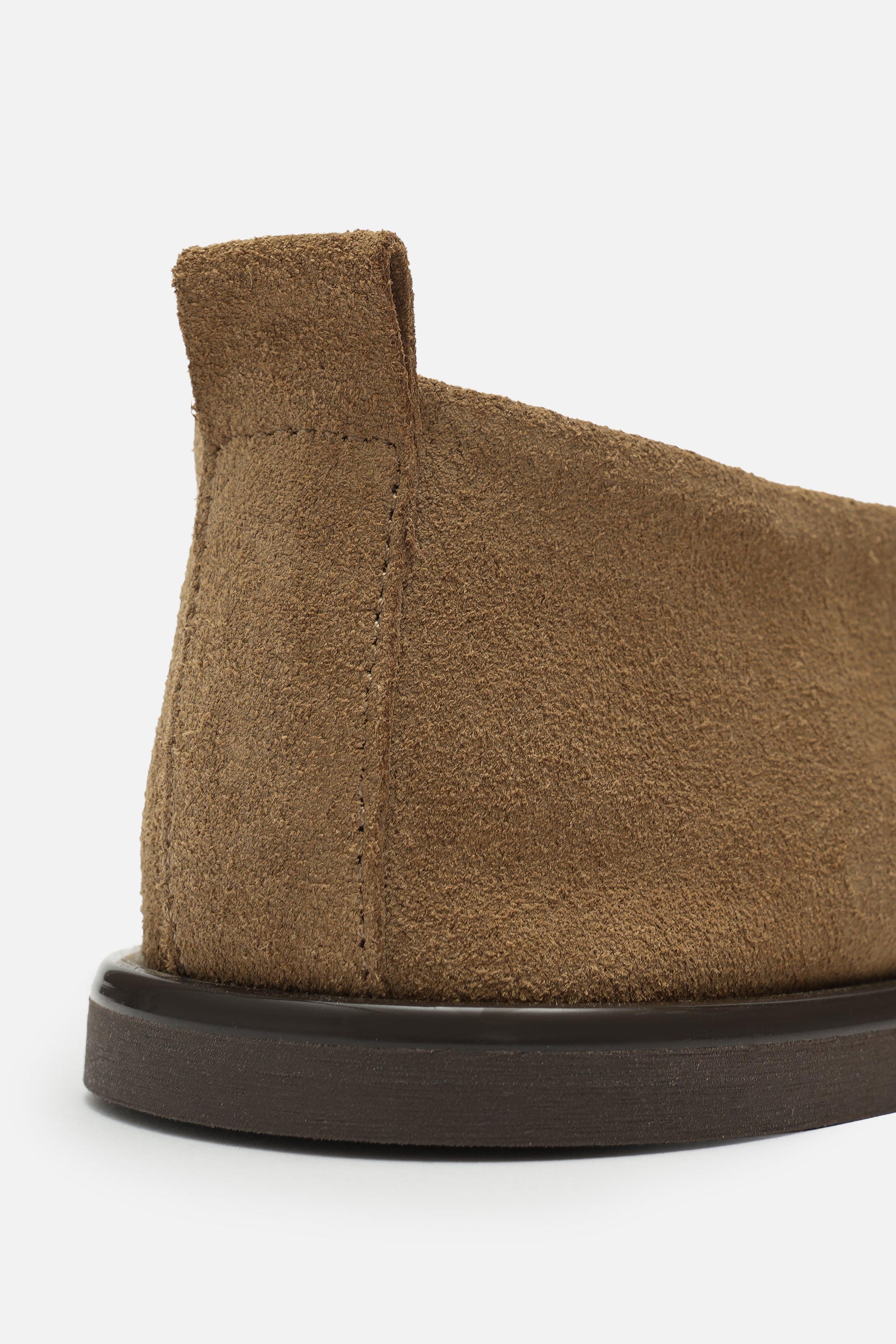 Nobrand Soft Ballet Hakiki Süet Deri Koyu Bej Babet