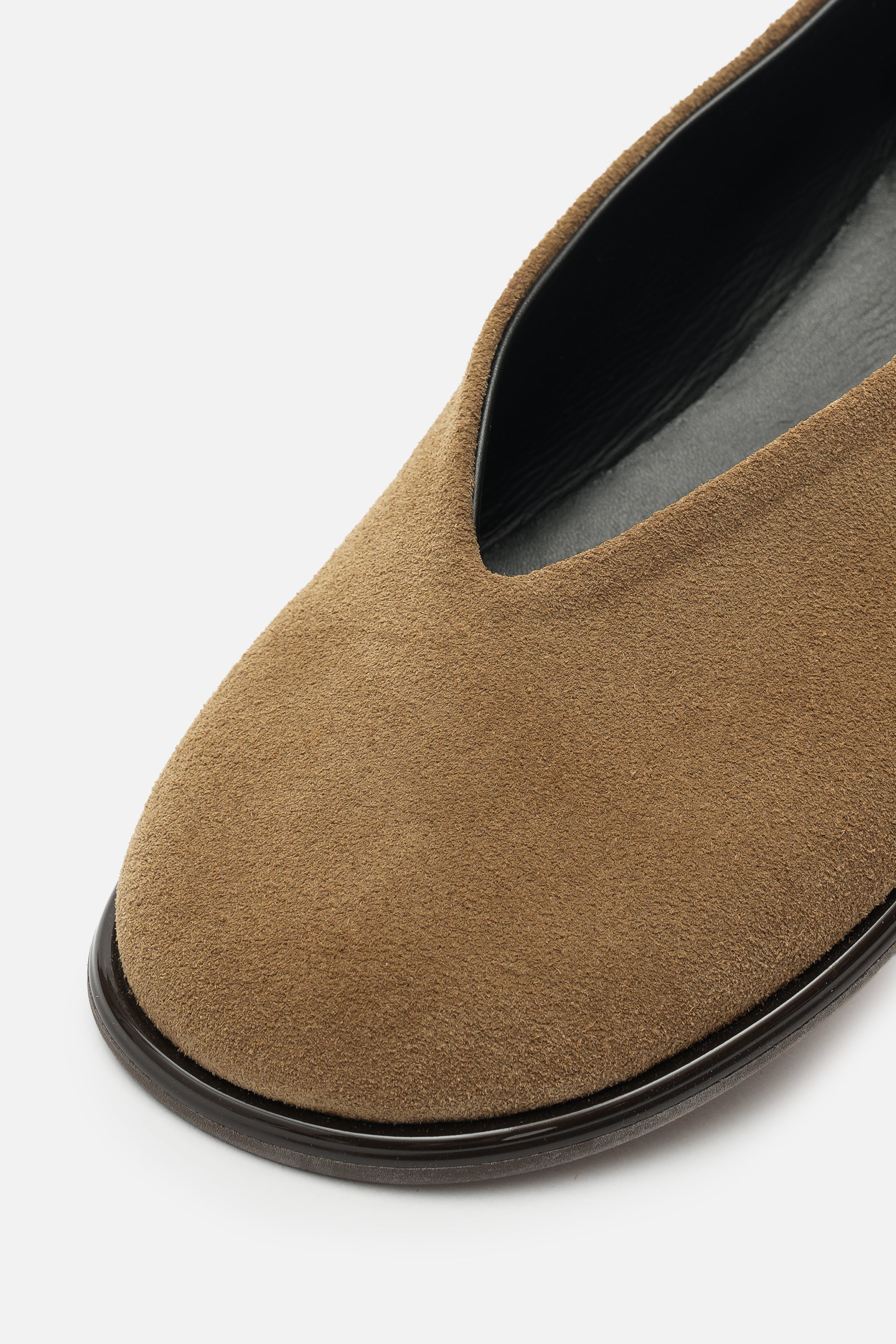 Nobrand Soft Ballet Hakiki Süet Deri Koyu Bej Babet