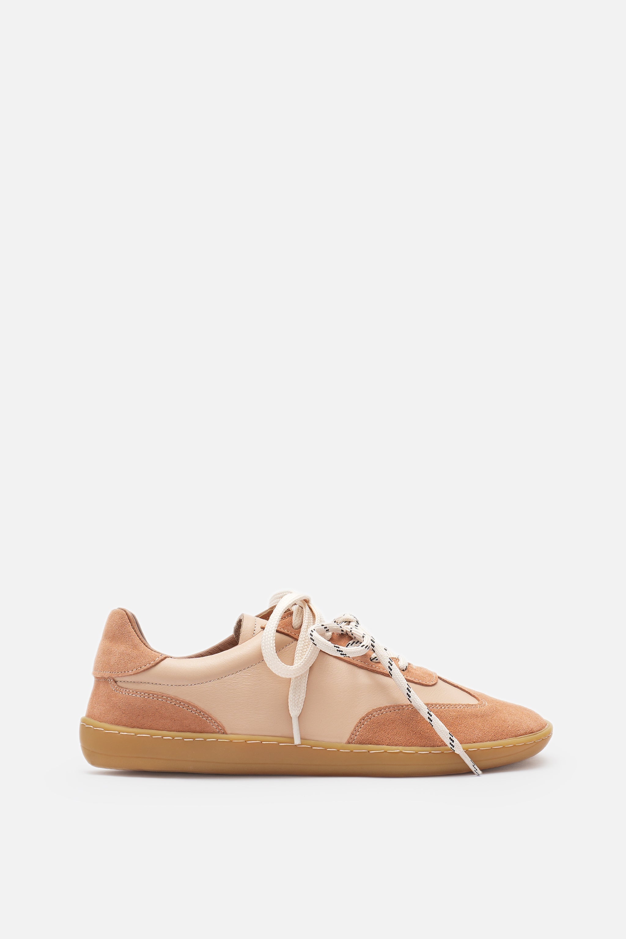 Miu Ballerina Barefoot Çift Bağcıklı Hakiki Süet Deri Somon Sneaker