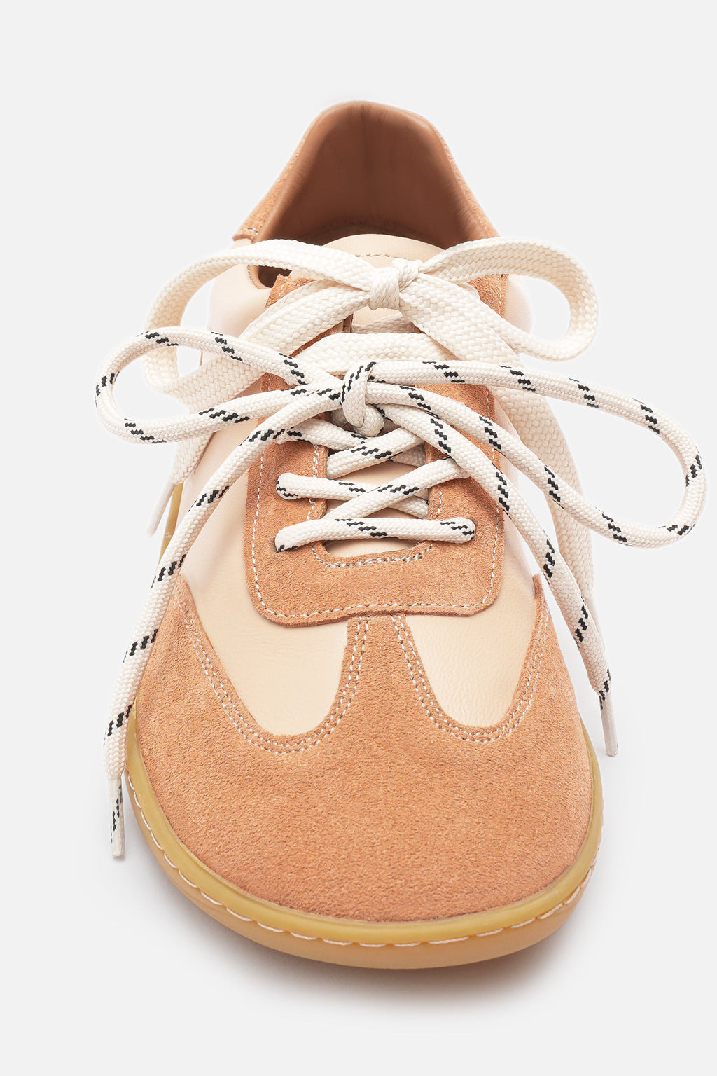 Miu Ballerina Barefoot Çift Bağcıklı Hakiki Süet Deri Somon Sneaker