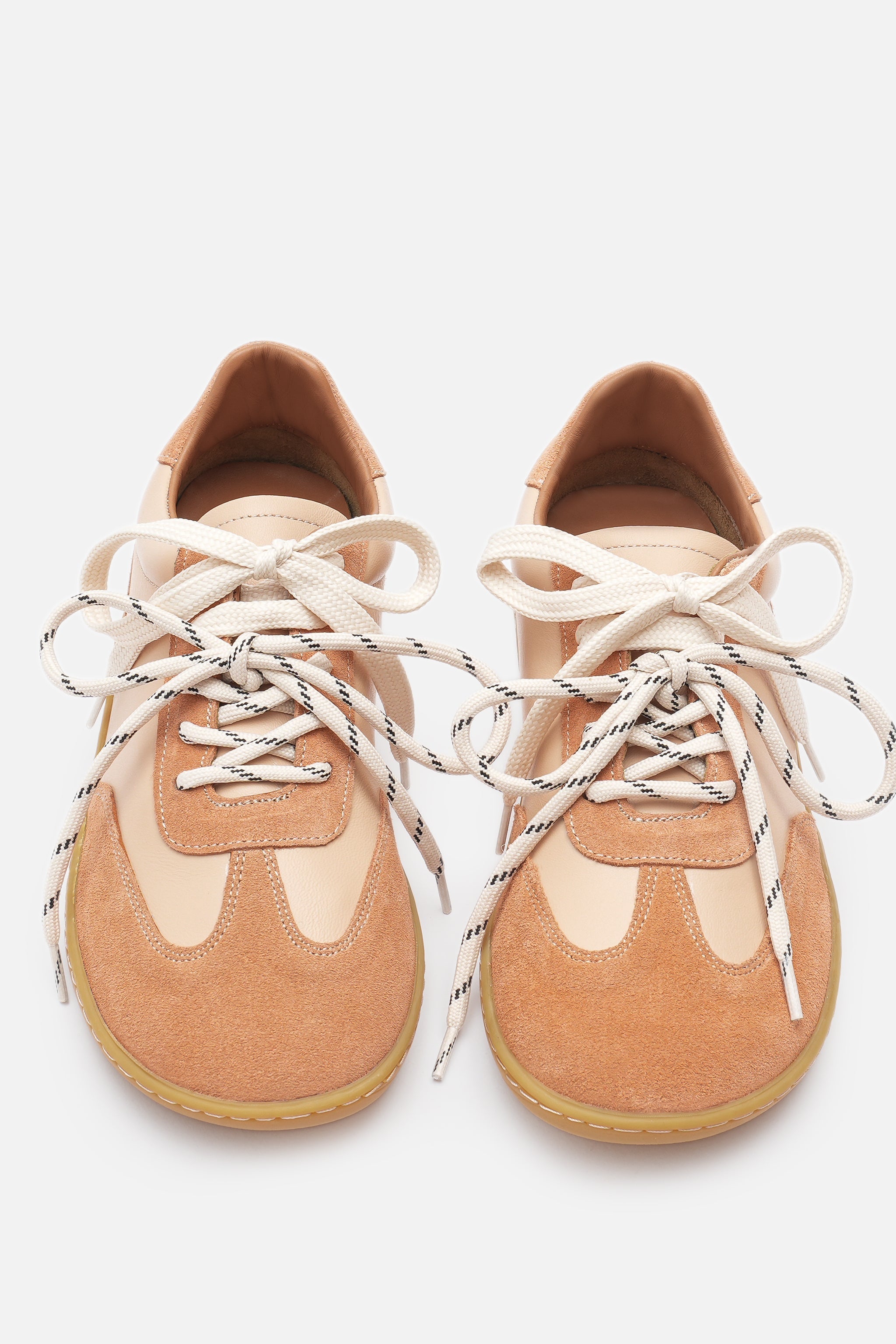 Miu Ballerina Barefoot Çift Bağcıklı Hakiki Süet Deri Somon Sneaker