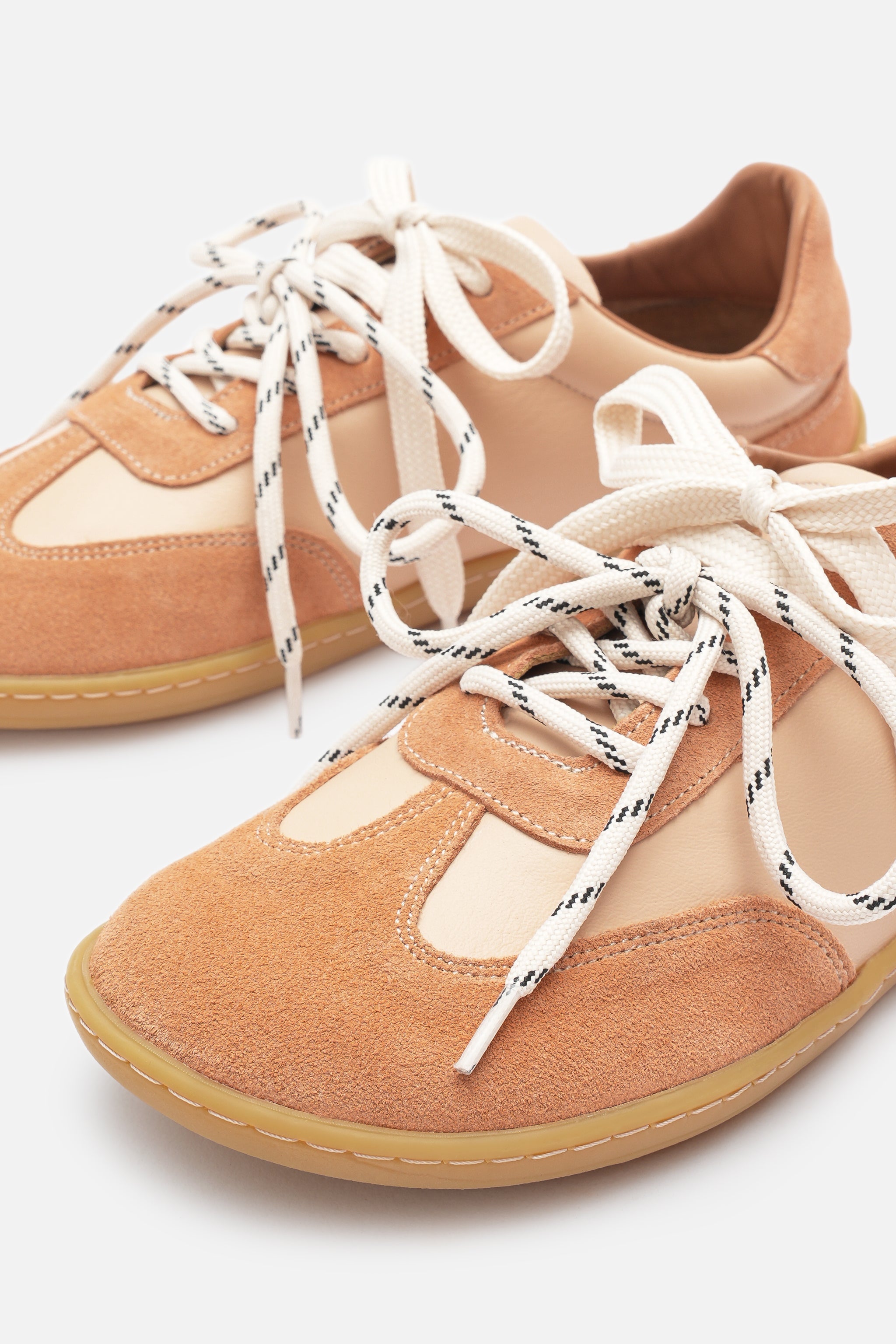 Miu Ballerina Barefoot Çift Bağcıklı Hakiki Süet Deri Somon Sneaker