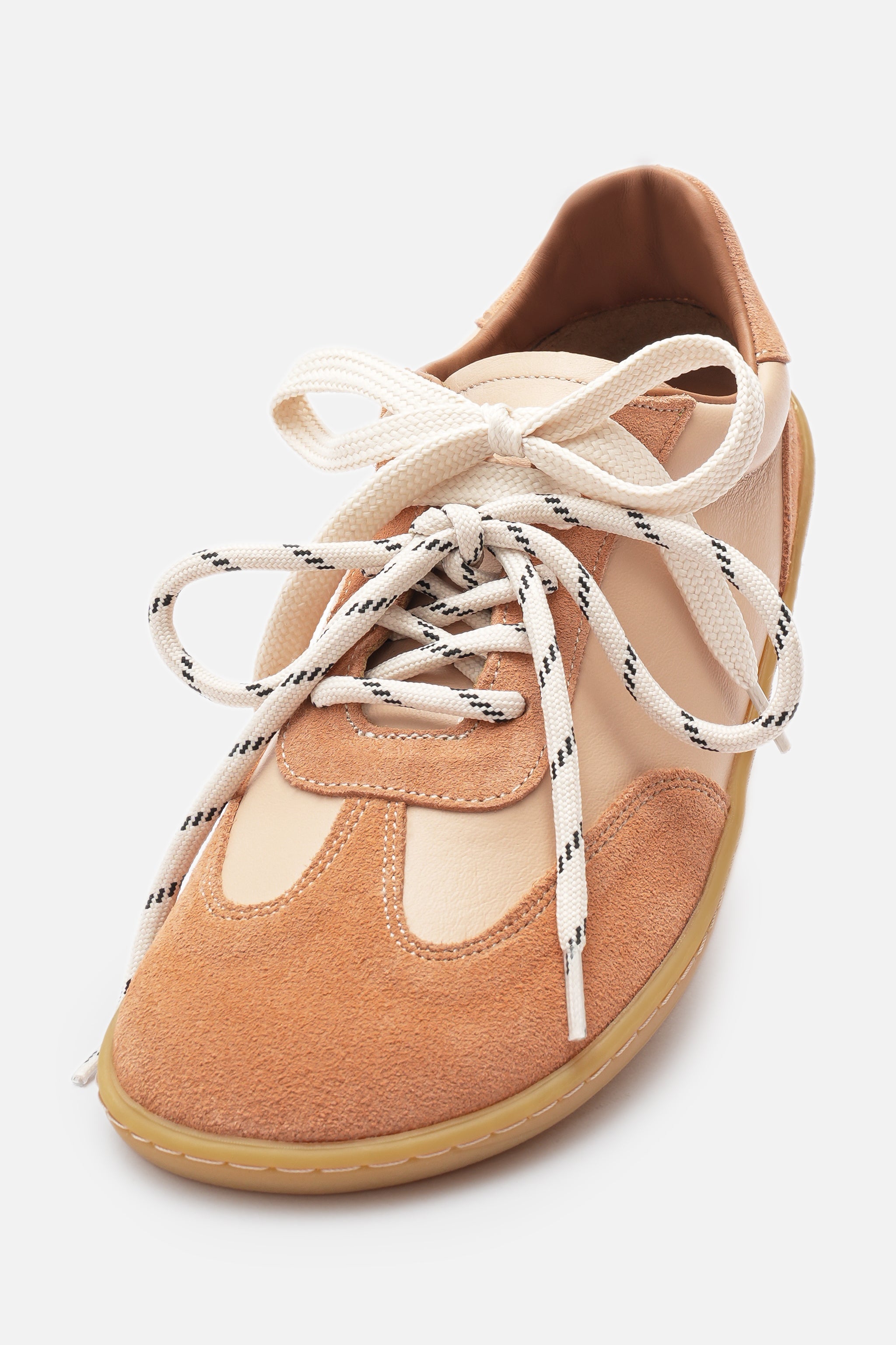 Miu Ballerina Barefoot Çift Bağcıklı Hakiki Süet Deri Somon Sneaker