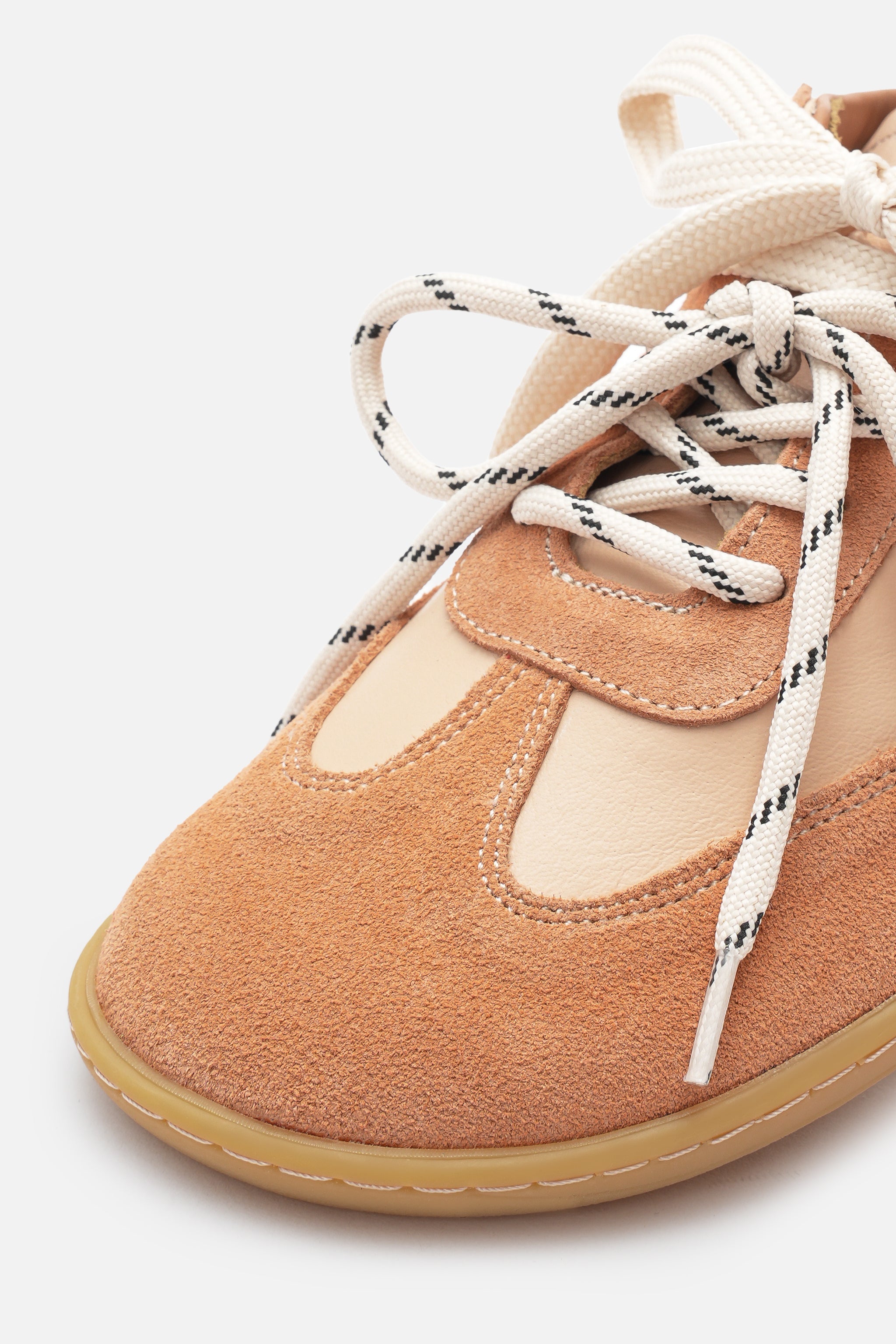 Miu Ballerina Barefoot Çift Bağcıklı Hakiki Süet Deri Somon Sneaker
