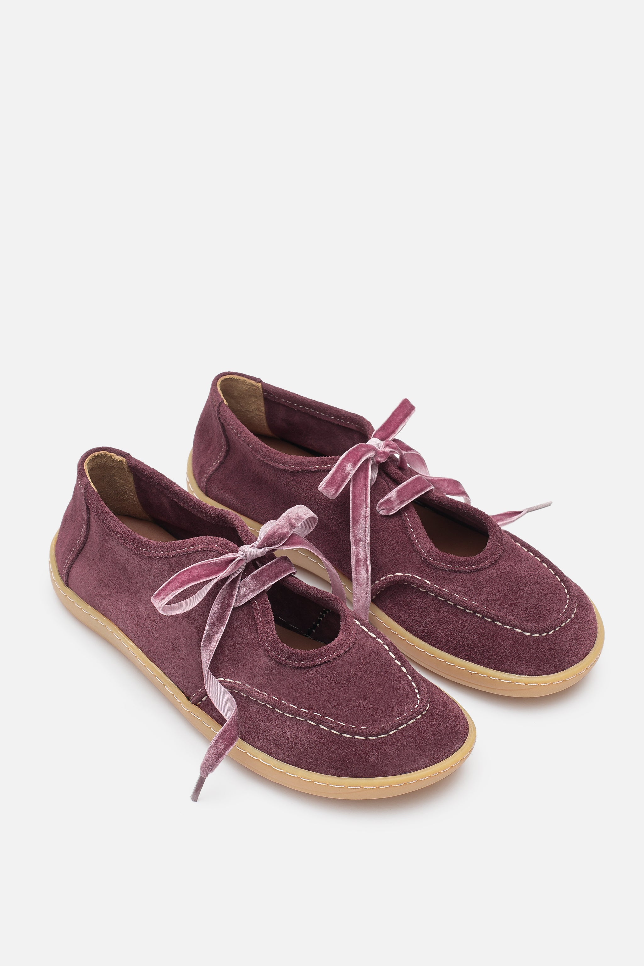 Nobrand Lune Ballet Barefoot Hakiki Süet Deri Bordo Babet